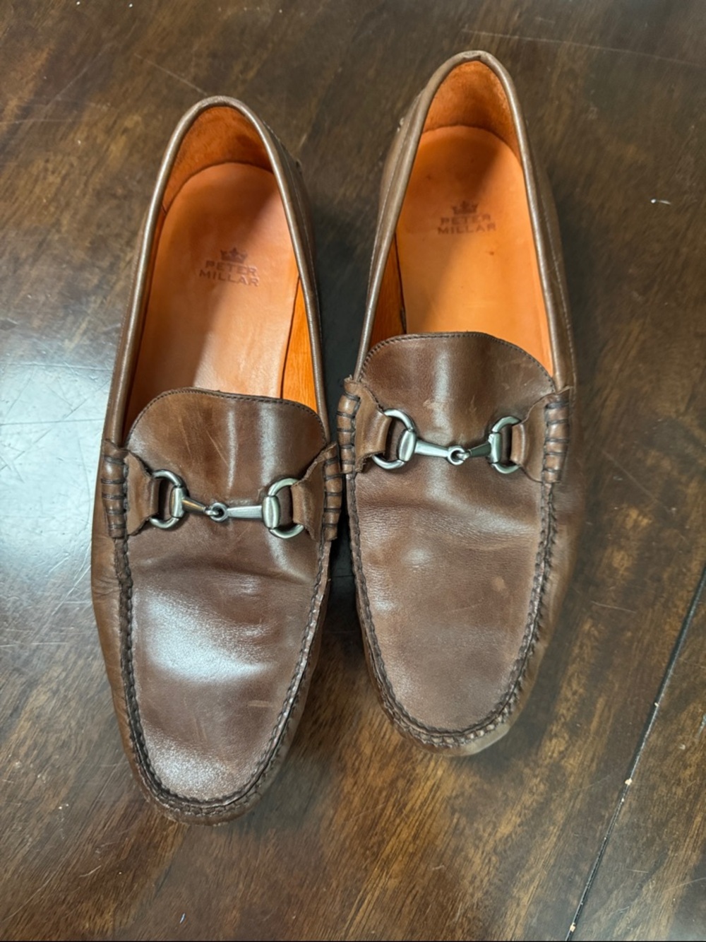Peter Millar Brown Leather Horsebit Loafers